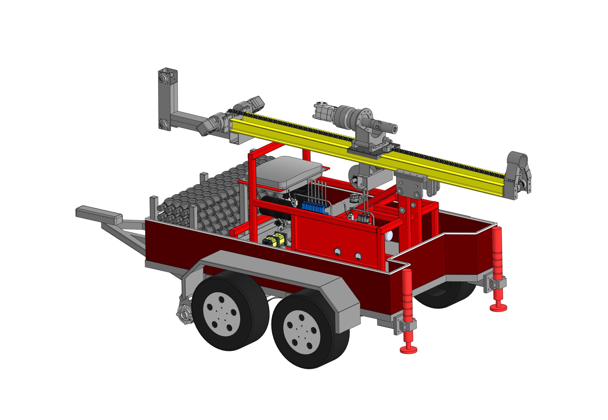 Trailer mounted auger drilling rig